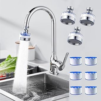 LUV 3PackSink Water Filter Faucetz: Faucet Filter-360° Rotating Fauc Filters Purifier Kitchen Tap Filtration Removes Chlorofluoride Heavy Metal Hard Water Suitable for Home Bathrooms and Kitchens