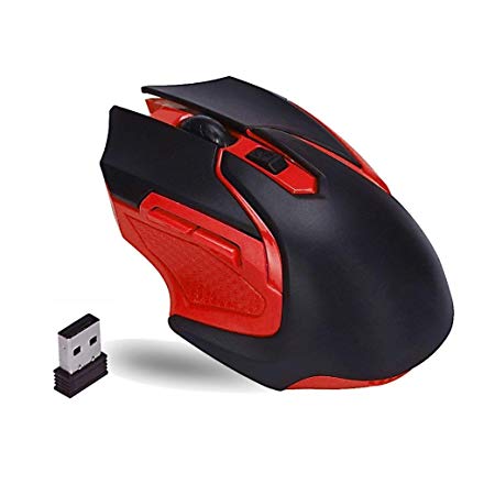 Perman Portable 3200DPI 2.4GHz Wireless Optical Gaming Mouse Mice with USB Receiver for Computer PC Laptop Notebook Red