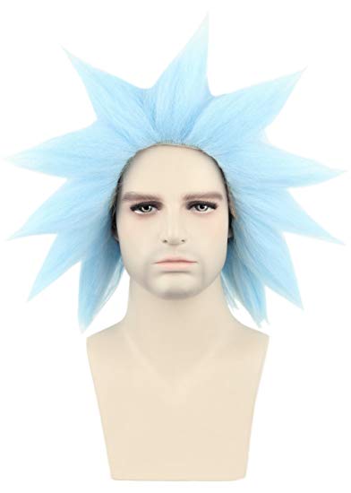 Topcosplay Halloween Costume Wigs Blue Short Cosplay Wig Fancy Dress Wigs Adults or Teens