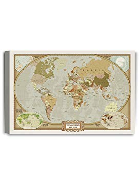 DECORARTS - Classic World Map, Personalized Canvas Prints with Your Family or companys Name and Date for Housewarming and Grand Opening. 24x16 x1.5
