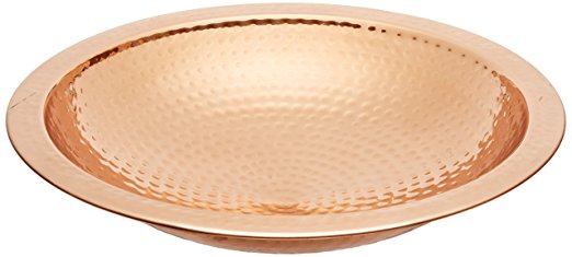 Achla Designs Hammered Copper Birdbath Bowl with Rim,Threaded