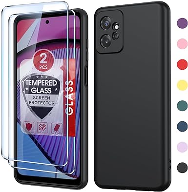 LeYi for Moto G-Power-5G 2023 Case (XT2311): G Power 2023 Case with [2 Pack] Tempered Glass Screen Protector, Soft Liquid Silicone Microfiber Liner Case for G Power 2023, Black