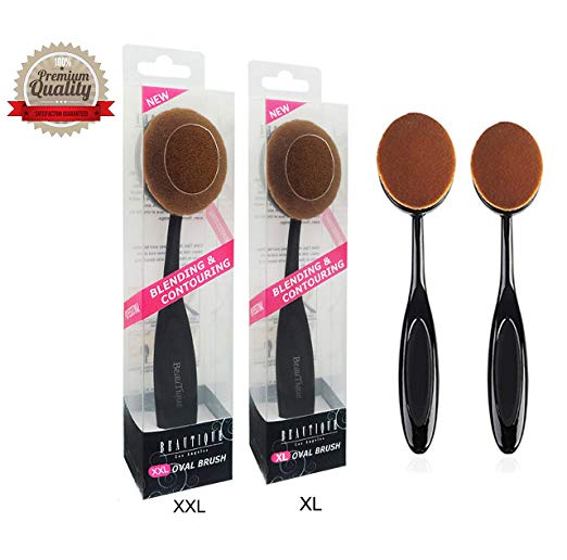 Beautia Oval Makeup Brush Set, Foundation, Concealer. Contouring Makeup Tools (XXL & XL)