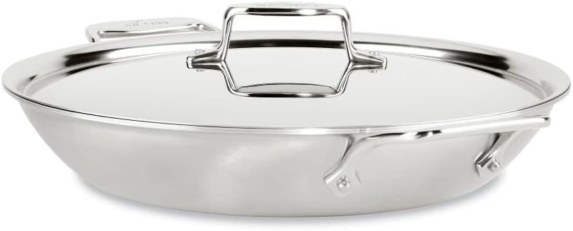 All-Clad D5 Stainless Brushed 5-ply Bonded Cookware Set Universal Pan with lid, 4.5 quart, Silver