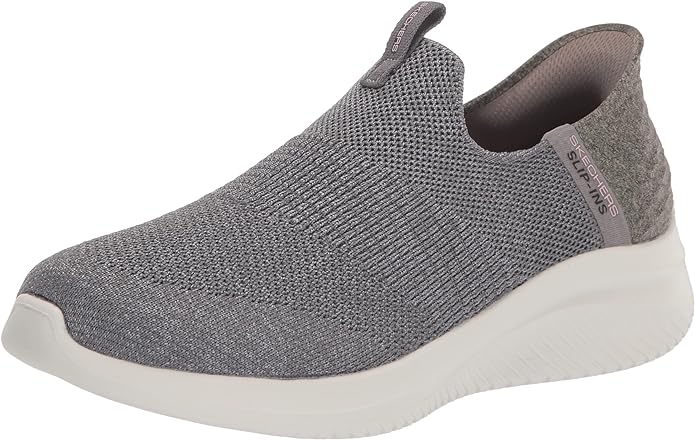 Skechers Women's Hands Free Slip Ins Ultra Flex 3.0 Smooth Step Sneaker, Grey, 6