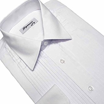 Spencer J's Tuxedo Shirt White Laydown Collar 1/4" Pleat