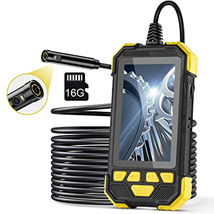 Dual Lens Endoscope, TAOPE Industrial Endoscope 4.3" IPS Screen 1080p HD Digital Borescope Inspection Camera, IP67 Waterproof with 6 LED Lights Snake Camera Included 16GB TF Card (16.4FT)