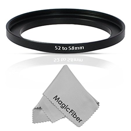 Goja 52-58MM Step-Up Adapter Ring (52MM Lens to 58MM Accessory)   Premium MagicFiber Microfiber Cleaning Cloth