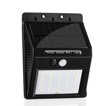 LONRIC 20 LED Solar Energy Motion Sensor Security Light with Waterproof Push Switch Outdoor Solar Lighting Auto On/Off for Garden Outside Wall Gutter Fence Yard