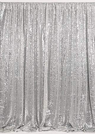 B-COOL Silver Sequin Backdrop 8ft x 8ft Sequin Backdrop Wedding Photo Booth Photography Backdrop Curtain Photography backdrops Photo Background Sequin Fabric Backdrop