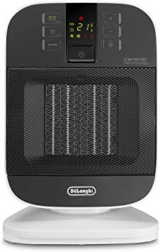 De'Longhi Bend Line, Ceramic Fan Heater 2kw, Room Thermastat, 24hr Timer, Digital Control Panel, Anti Frost Frunction, Oscillating base, Auto-Off, For Rooms up to 60m3, HFX60V20, Black and White