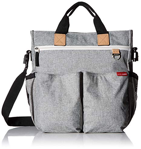 Messenger Diaper Bag with Matching Changing Pad, Duo Signature, Grey Melange