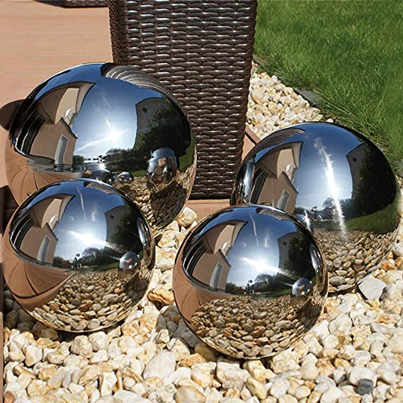 Stainless Steel Gazing Balls Ball Globes Floating Pond Balls (Set of 4)