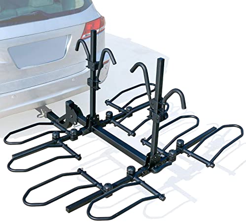 Leader Accessories 4-Bike Platform Style Hitch Mount Bike Rack, Tray Style Bicycle Carrier Racks Foldable Rack for Cars, Trucks, SUV and Minivans with 2" Hitch Receiver