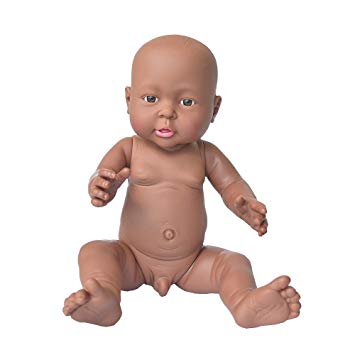 Rifi African American Baby Doll, 16 inches Nontoxic Naked Latex Rotocast Blcak Baby Doll Boy