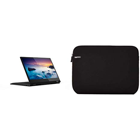 Lenovo Flex 14 Convertible Laptop, 14 Inch FHD (1920 X 1080) IPS Touch Display 81SQ0009US, Onyx Black with AmazonBasics 14-Inch Laptop Sleeve - Black - Bundle