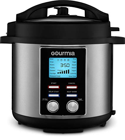 Gourmia GPC655 6 Qt Digital SmartPot Multi-Function Pressure Cooker | 15 Cook Modes | Removable Nonstick Pot | 24-Hour Delay Timer | Automatic Keep Warm | LCD Display | Pressure Sensor Lid Lock