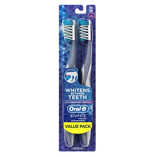 Oral-B 3D White Radiant Whitening Toothbrush 40 Medium 2 Count