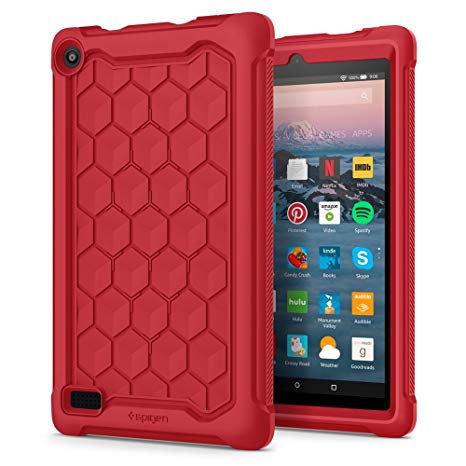 Spigen Silicone Case Designed for All-New Fire 7 Tablet Case (7th Generation 2017 Release Only) - Red