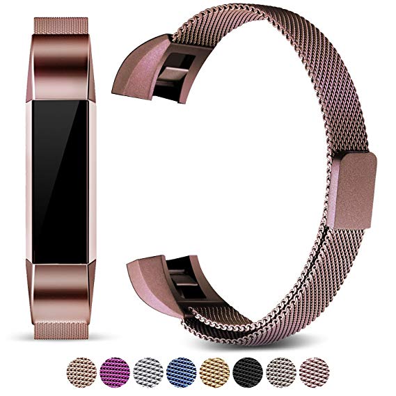 Mornex Strap Compatible Fitbit Alta/Alta HR Metal Bands, Milanese Stainless Steel Adjustable Replacement Accessory Straps Fitness Wristband