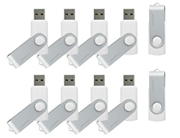 mosDART 16GB 10 Pack Bulk USB 2.0 Flash Drives Swivel Design Thumb Drive,White 10pcs