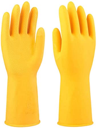 Dishwashing gloves, rubber gloves, yellow flocking heavy kitchen gloves, long cleaning gloves for household cleaning, powerful tools, paint, medical, gardening, professional reusable rubber gloves,