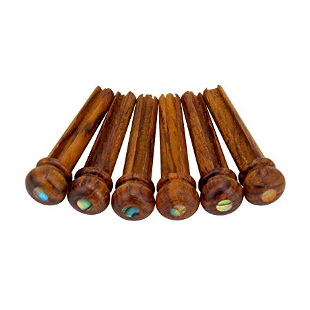 Blisstime 6pcs Rosewood Guitar Bridge Pins Inlaid Abalone Dot Acoustic Guitar Replacement Parts