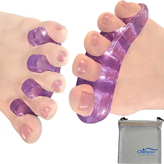 Chiroplax Gel Toe Separators Stretchers (2 Pairs  1 Pouch) Toe Spacer Spreader for Bunion Relief, Hammer Toes, Toe Straightener (Lavender)