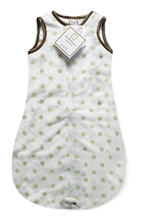 SwaddleDesigns zzZipMe Sack with 2-Way Zipper, Cozy Microplush Wearable Blanket, Gold Little Dots with Mocha Trim, Kiwi 3-6 Months