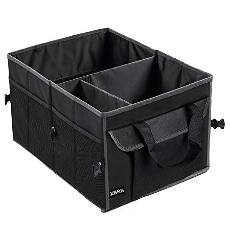 XBRN Car Trunk Organizer for SUV Cargo Storage, Collapsible Auto Grocery Accessories Box,Vehicle Tools or Truck Storage,Black