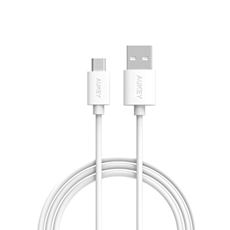 AUKEY Micro USB Cable 6.6ft / 2M USB to Micro USB Cable USB 2.0 Data Sync Charge Cable for Android Cellphones Samsung , HTC , Sony , MP3 Players , Powerbank and More - White