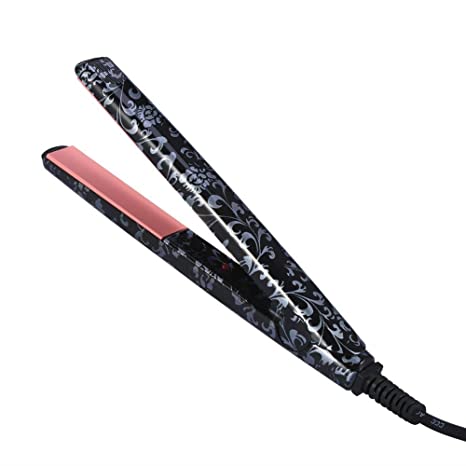 ANGGREK Ceramic Flat Iron Hair Straightener Portable Electronic Hair Straightener Straightening Hairstyling Tool for Salon, Home Use(US-Flower)