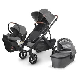 UPPAbaby Travel System, Includes Vista V2 Stroller   Aria Lightweight Car Seat Combo/Bassinet,Toddler Seat, Rain Shield, Storage Bag, Car Seat, Base   Infant Insert Included/Greyson (Charcoal Mélange)