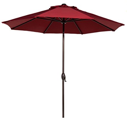 Abba Patio 9-Feet Sunbrella Fabric Patio Umbrella Outdoor Table Umbrella with Auto Tilt and Crank (Red)