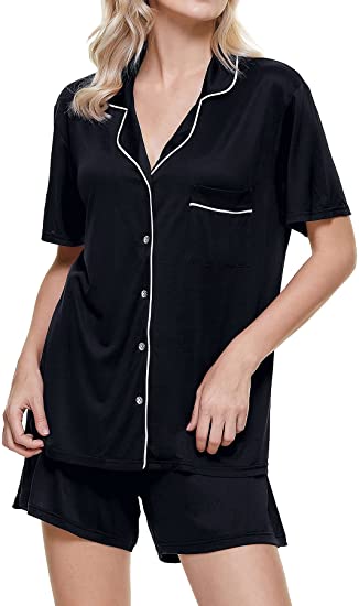 Pajamas Set Short Sleeve Sleepwear Womens Nightwear Soft Pj Lounge Sets S-XXL