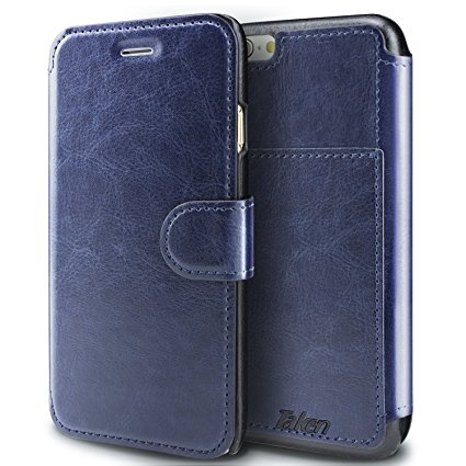 Taken iphone 6 Plus leather Case - iphone 6s Plus Wallet Case PU - Card Slot - Ultra Slim (Blue)