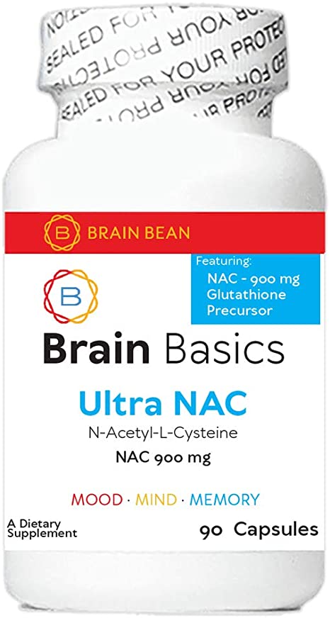 Brain Basics Ultra NAC | Glutathione Precursor, Optimize Neurological and Liver Health, Immune Support, and Supports Heavy Metal Detox | 900mg N-Acetyl-L-Cysteine | 90 Servings