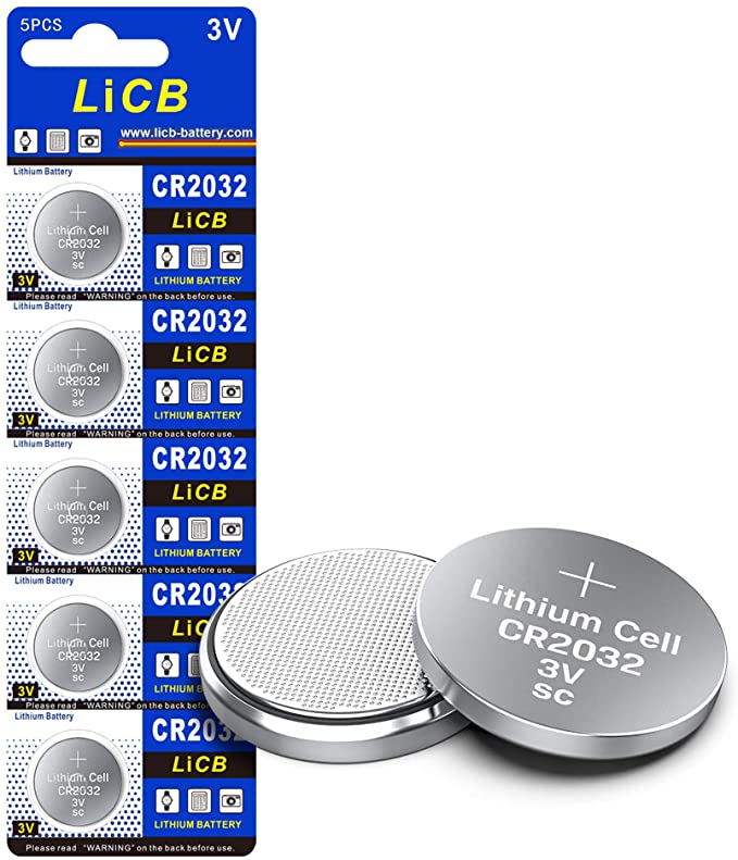 LiCB CR2032 Battery,Long-Lasting & High Capacity CR2032 Lithium Batteries,3 Volt Coin & Button Cell (5-Pack)