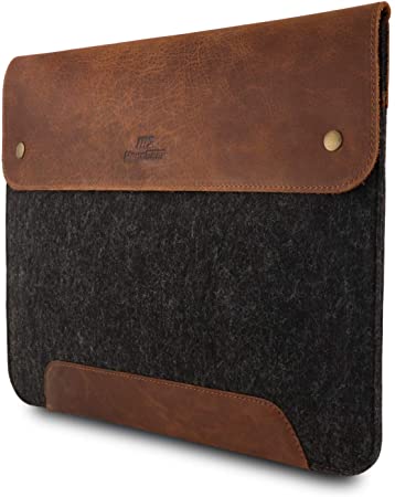 MegaGear Genuine Leather and Fleece MacBook Bag for 15 & 16 Inch