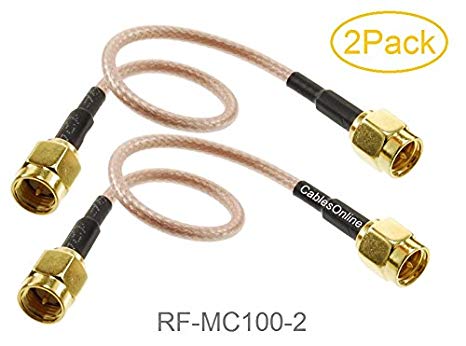 CablesOnline, 2-Pack 6-inches SMA Male to SMA Male Gold-Plated RG316 Coax Low Loss RF Cables, RF-MC100-2