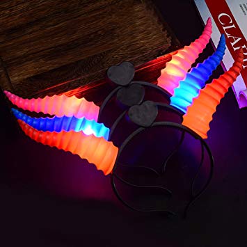Lanlan 1PCS LED Light Up Headbands Kids 3D Cartoon Glowing Hairband Children Hair Hoop for Party Festival Gift Goat horn