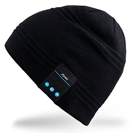 Rotibox Wireless Bluetooth Headset Music Beanie Women Men Winter Knitted Hat Trendy Cap with Speaker & Noise Cancelling Mic for Running Sports,Compatible with Iphone Samsung,Best Christmas Gifts -Black