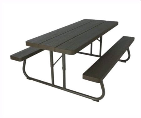 Lifetime 60112 Commercial Grade 6 Picnic Table  Faux Wood Color Seats 8