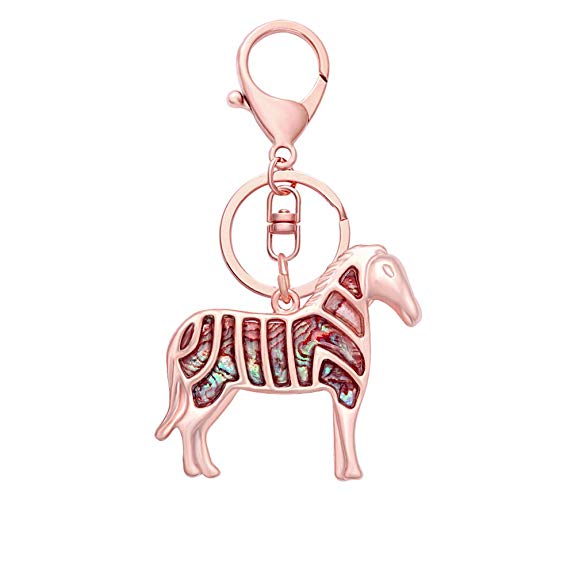 SenFai 10K Gold Plating Natural Abalone Horse Keychain