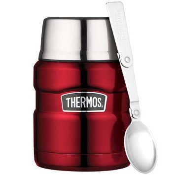 Thermos Stainless King Vacuum Insulated Food Jar w/Folding Spoon - 16 oz. - Stainless Steel Cranberry