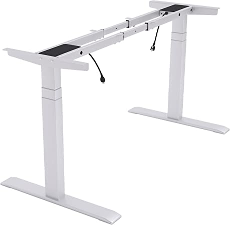 TOPSKY Dual Motor 3 Stage Electric Adjustable Standing Desk Frame Heavy Duty 300lb Load Capacity for Home Office (White Frame Only)