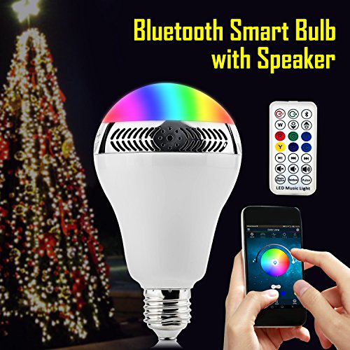 Smart Bulb Speaker Grandbeing Multicolored Dimmable Energy Saving Bluetooth LED Music Speaker Bulb Color Changing Lamp  IR RemoteSmartphone APP Controlled Supported White