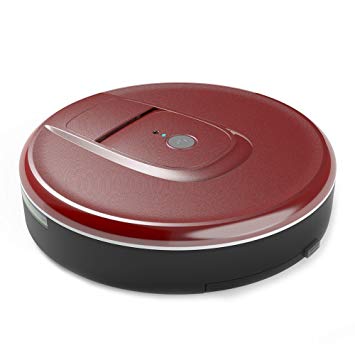 Robotic Vacuum Cleaner Intelligent Vacuums Robot Sweeper High Suction Household Wireless Smart Robotics Hoover with Drop-Sensing Technology, Designed for for Pet Hair, Debris and Dirt, Hard Floor and Thin Carpet ( Red).