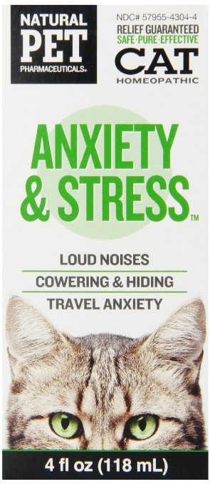 Natural Pet Pharmaceuticals by King Bio Anxiety and Stress Control for Cat, 4-Ounce