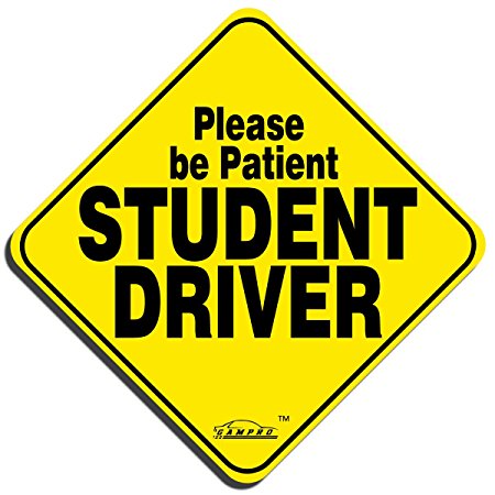 GAMPRO 5x5 Inches "Please Be Patient Student Driver" Reflective Vehicle Magnet, Reflective Vehicle Car Sign Sticker Bumper for New Drivers, Reduce Road Rage and Accidents for Rookie Drivers(1 Pack)